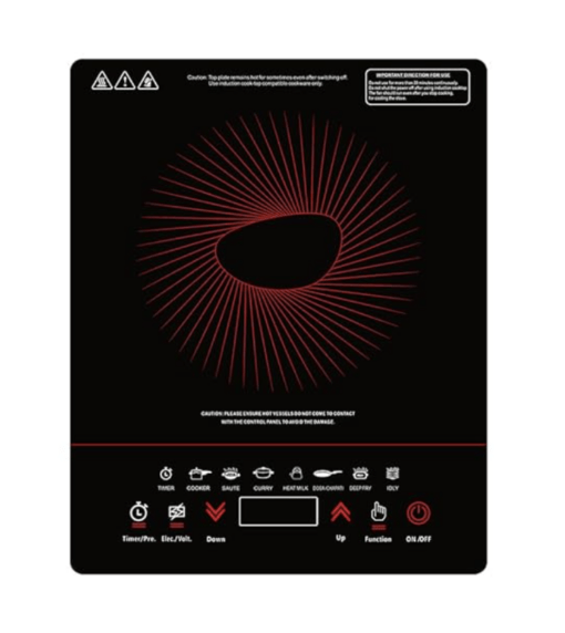 Pigeon By Stovekraft 14429 Acer Plus 1800 Watt Induction Cooktop with Feather Touch Control, Induction Stove comes with 8 Preset Menus and Auto-Shut Off features (Black)